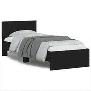 Estrutura de cama com cabeceira e luzes LED 75x190 cm preto