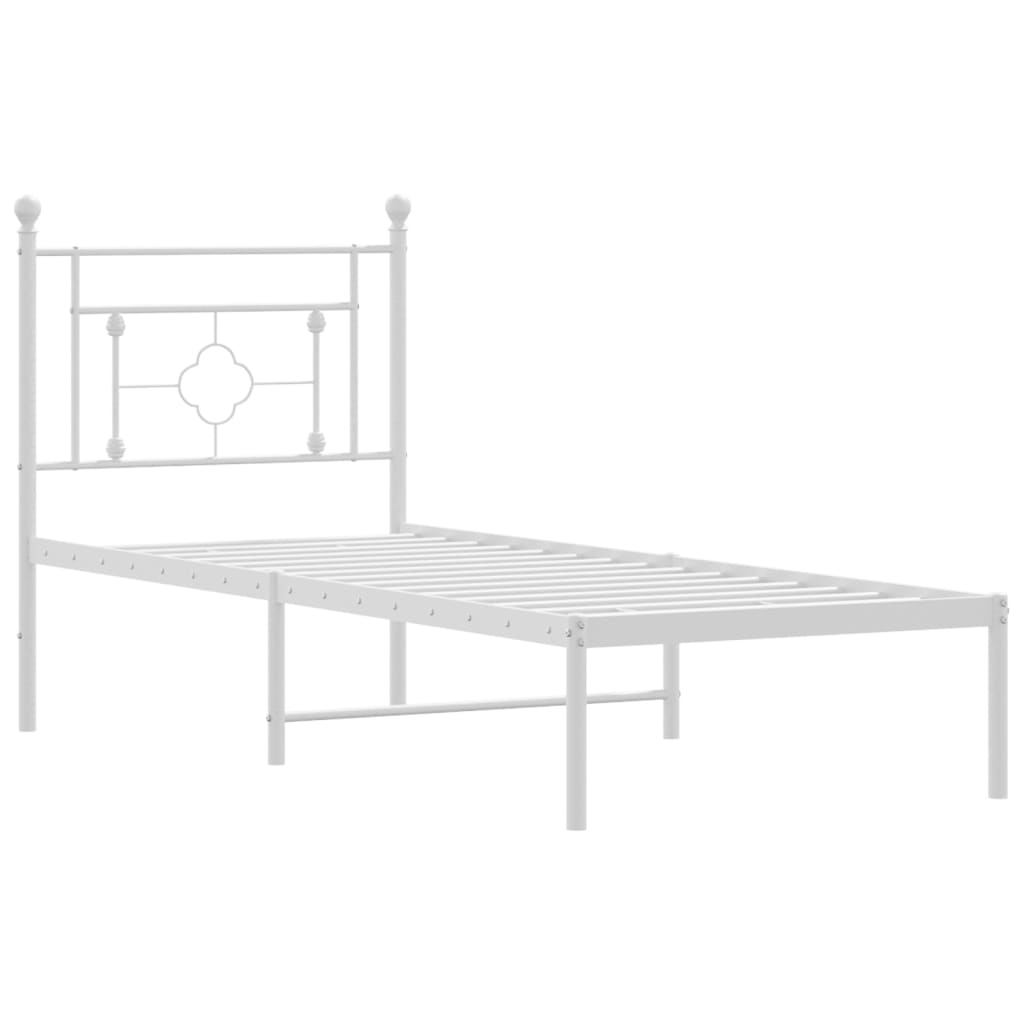 Estrutura de cama com cabeceira 80x200 cm metal branco
