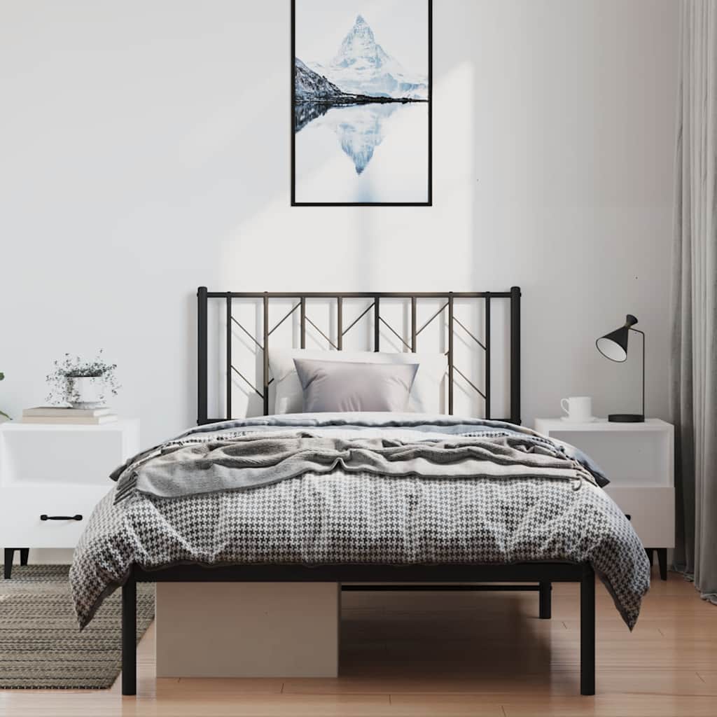 Estrutura de cama com cabeceira 100x200 cm metal preto