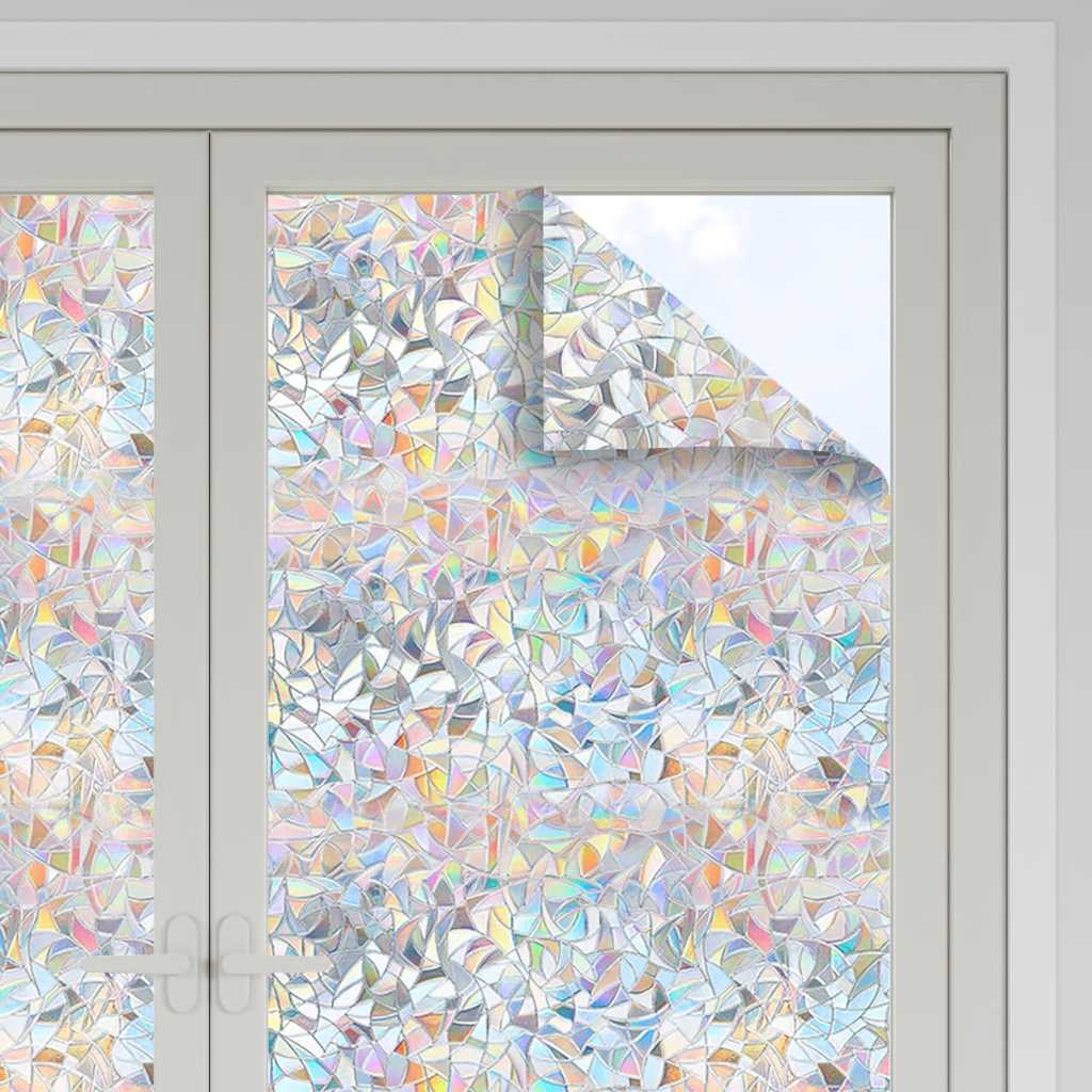 Películas para janela 3 pcs PVC fosco padrão arco-íris 3D