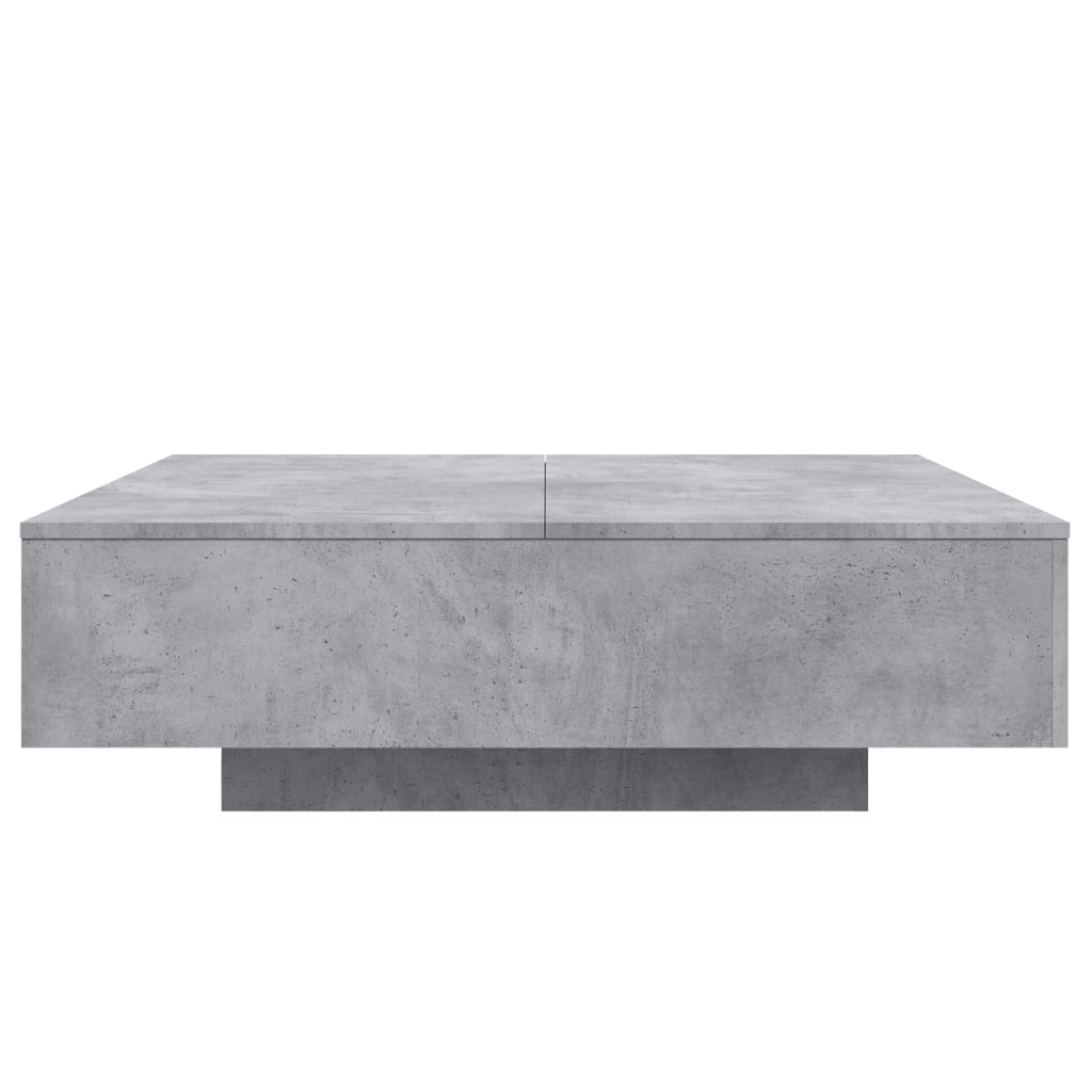 Mesa de centro com luzes LED 100x100x31 cm cinzento cimento