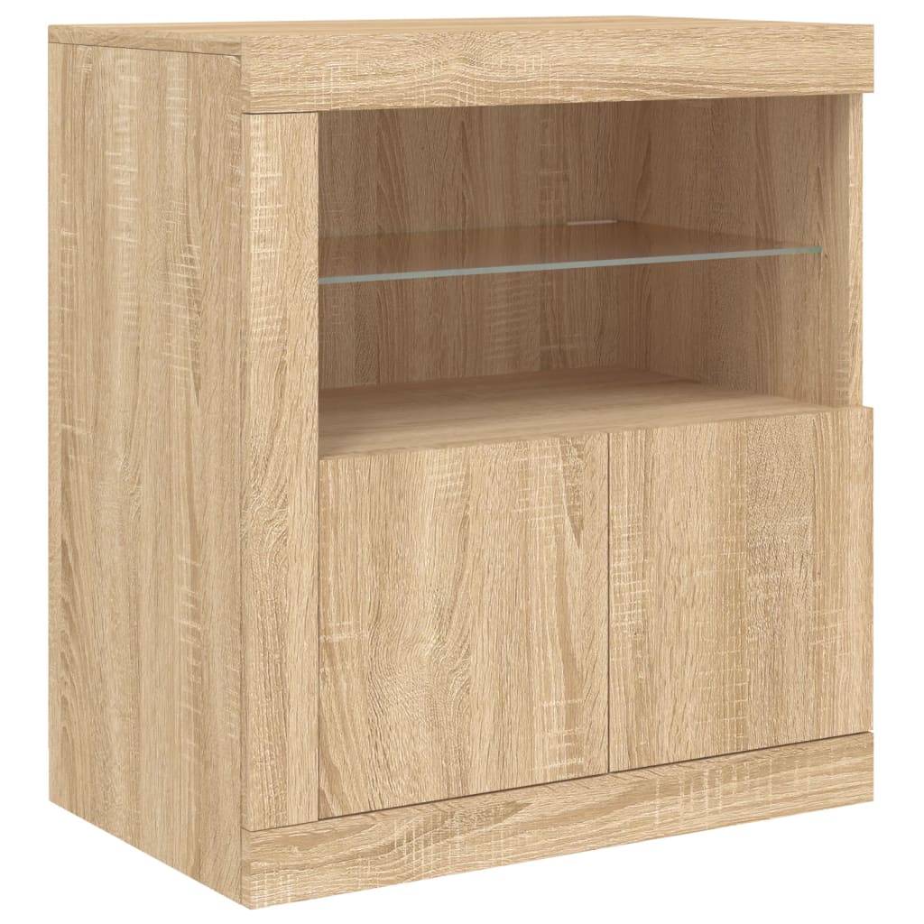 Aparador com luzes LED 60,5x37x67 cm carvalho sonoma