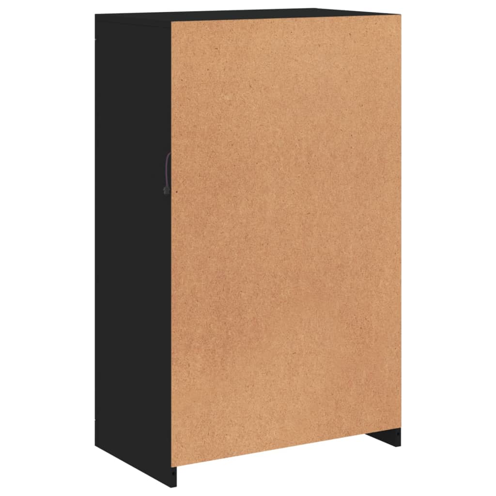 Armário de apoio com luzes LED derivados de madeira preto