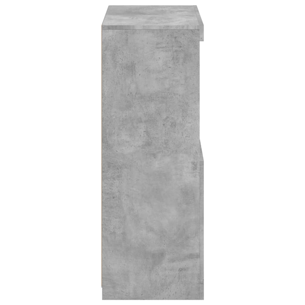 Armário de apoio c/ luzes LED derivados madeira cinza cimento