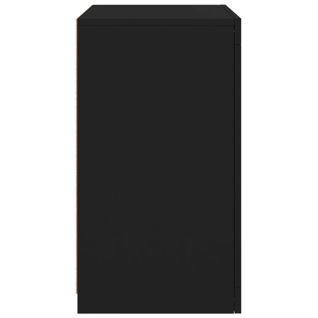 Móveis de apoio c/ luzes LED 2 pcs derivados de madeira preto