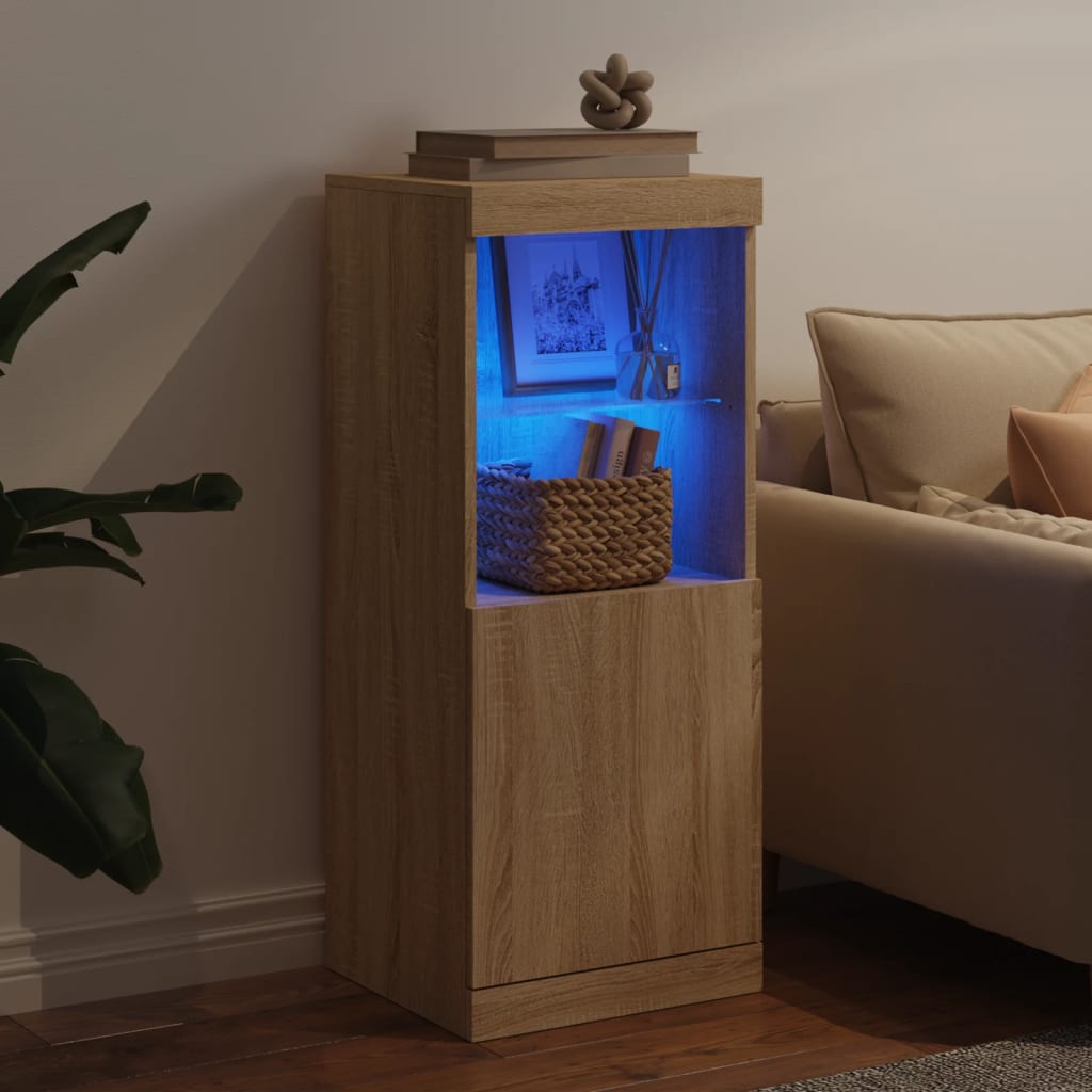Aparador com luzes LED 41x37x100 cm carvalho sonoma