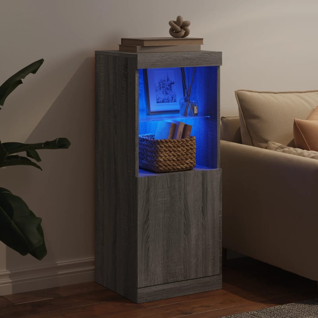 Aparador com luzes LED 41x37x100 cm cinzento sonoma