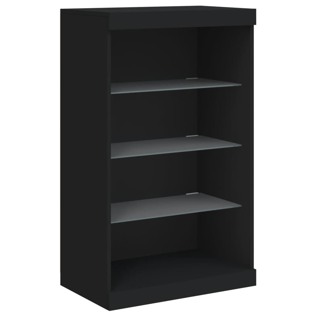 Aparador com luzes LED 60,5x37x100 cm preto