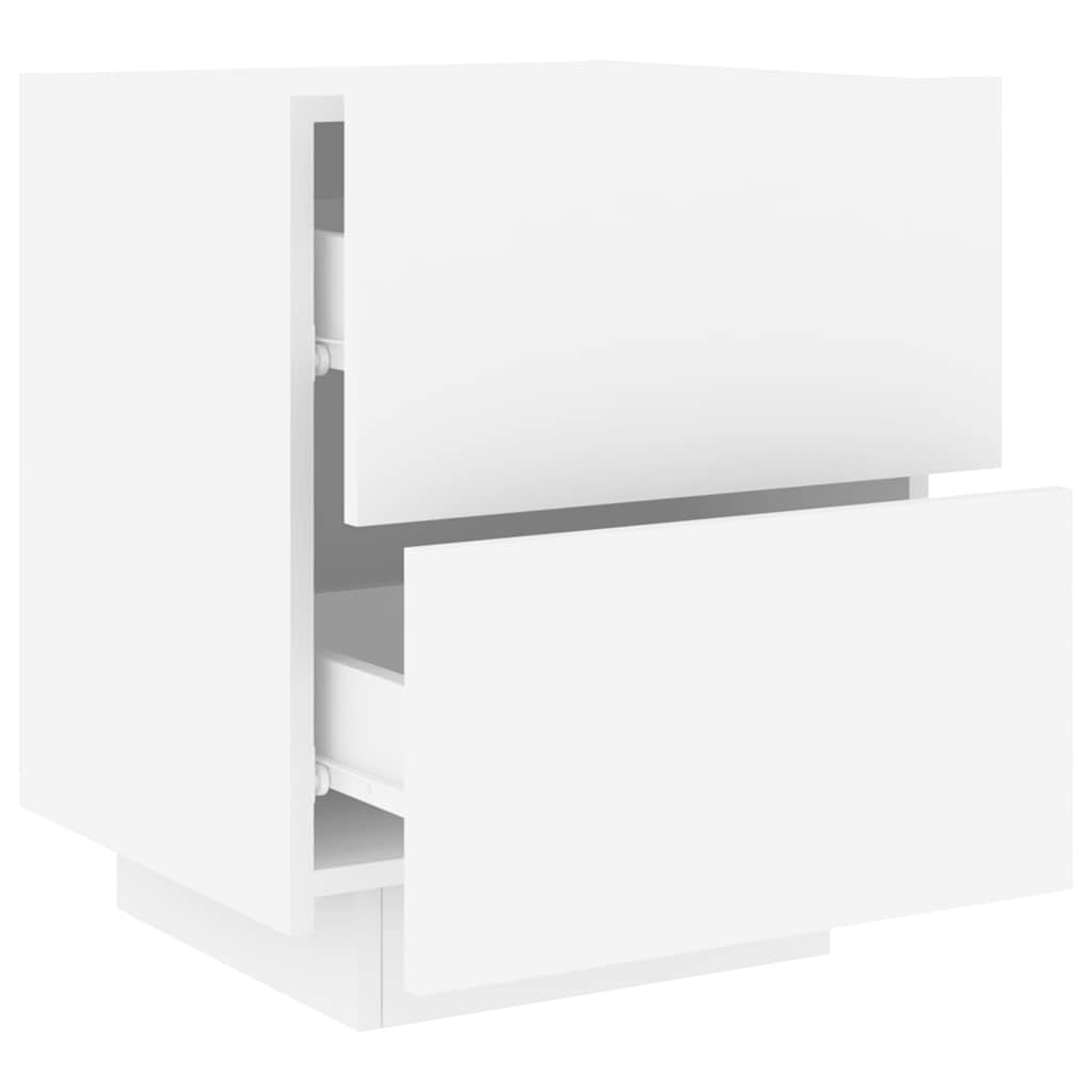 Mesa de cabeceira com luzes LED derivados de madeira branco