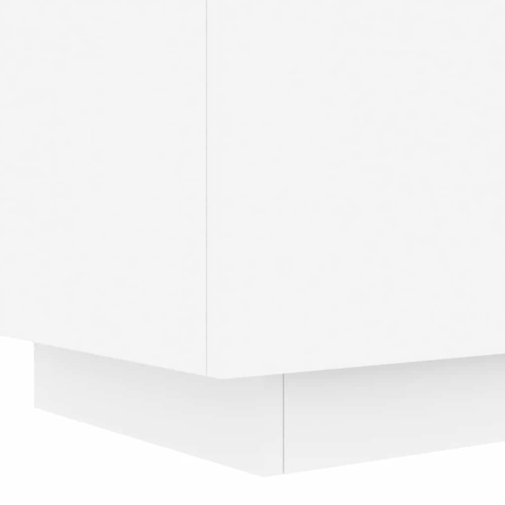 Mesas de cabeceira c/ luzes LED 2 pcs derivados madeira branco