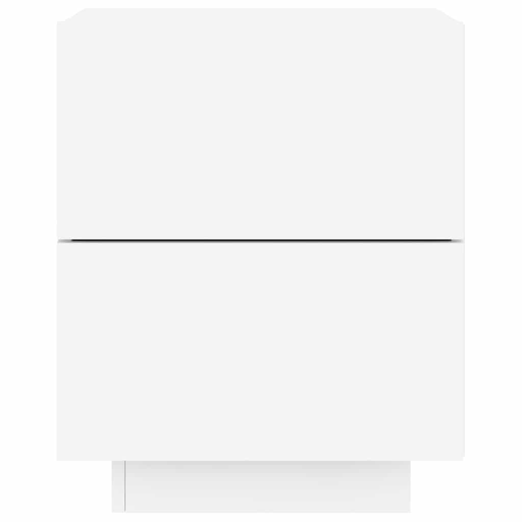 Mesas de cabeceira c/ luzes LED 2 pcs derivados madeira branco