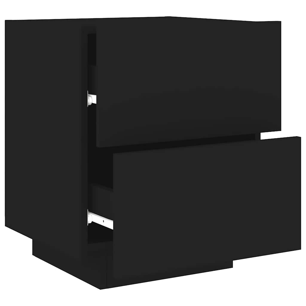 Mesa de cabeceira com luzes LED derivados de madeira preto