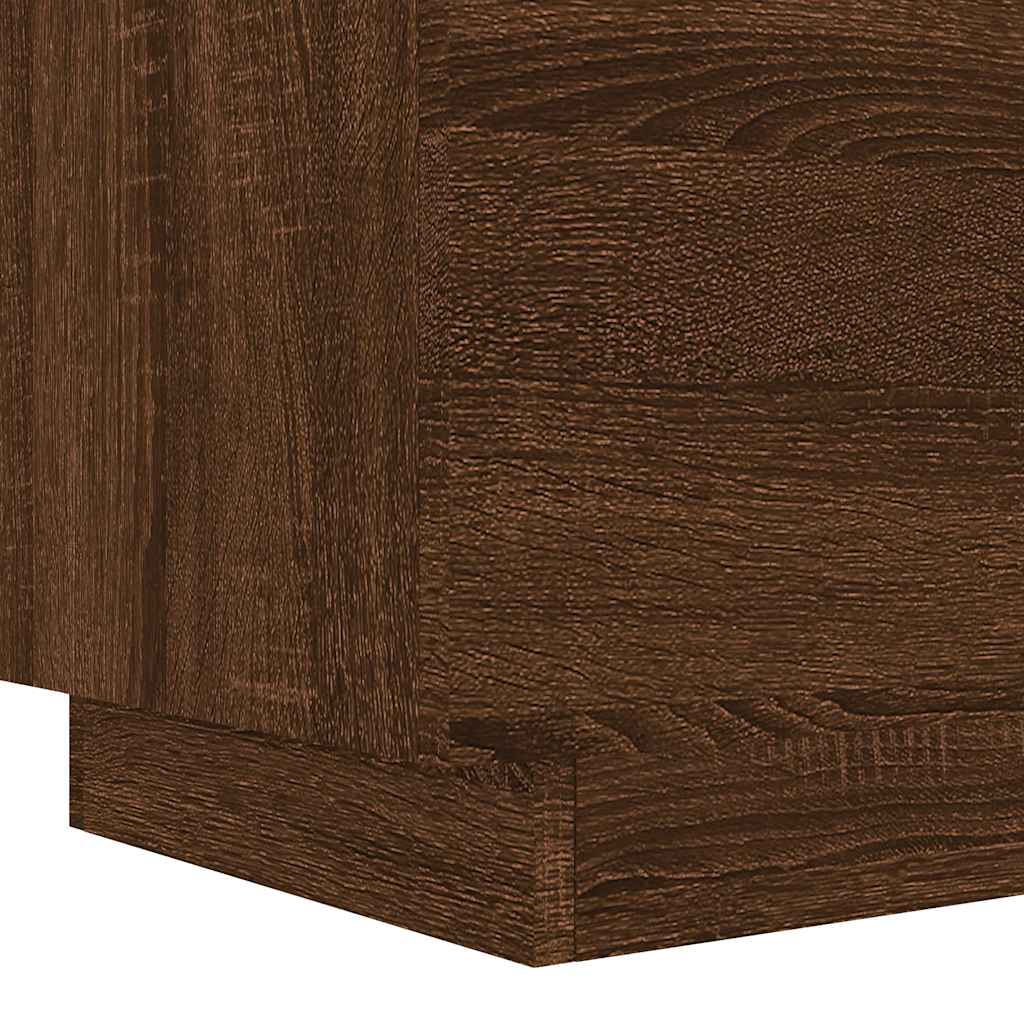 Mesa cabeceira c/ luzes LED derivados madeira carvalho castanho