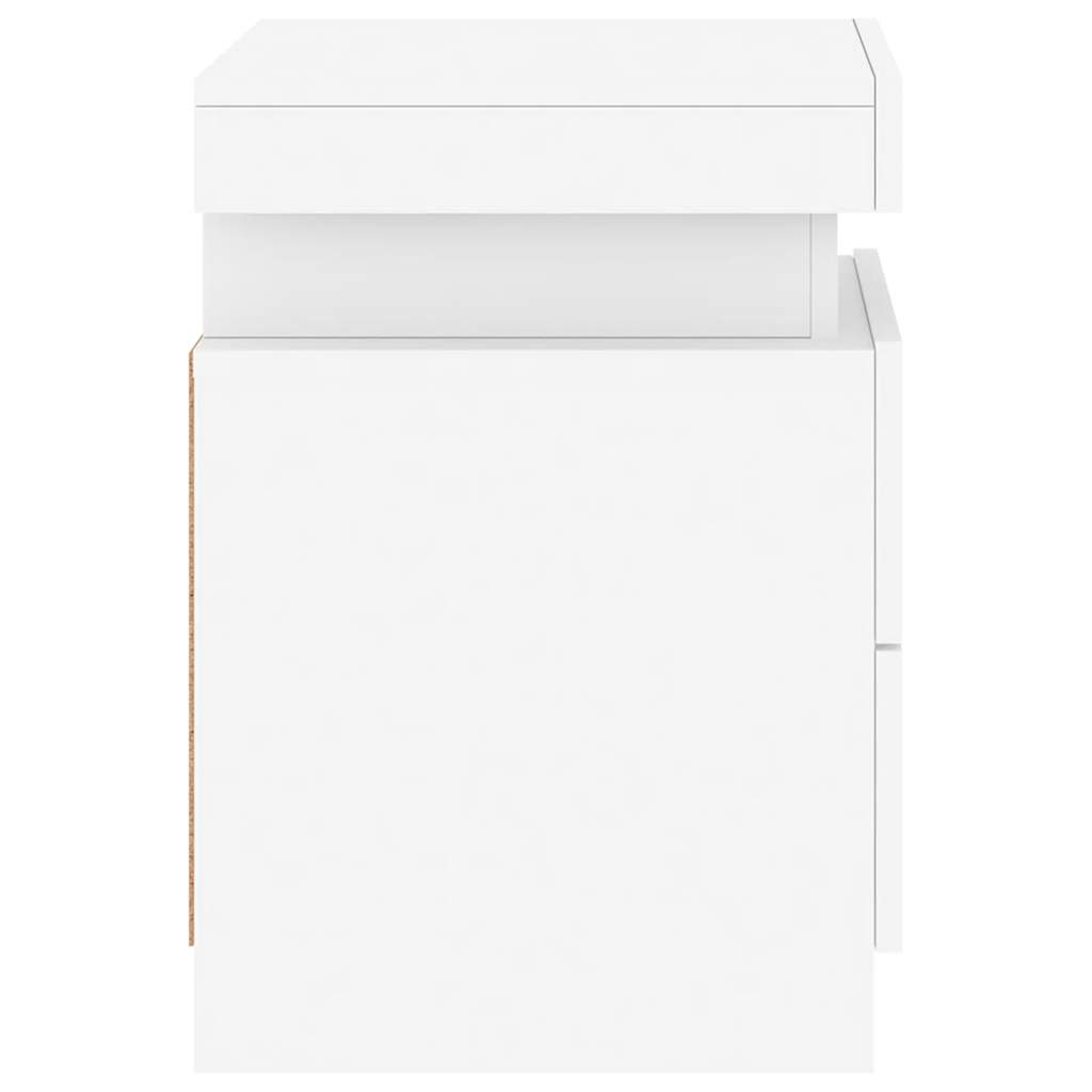 Mesa de cabeceira com luzes LED 35x39x55 cm branco