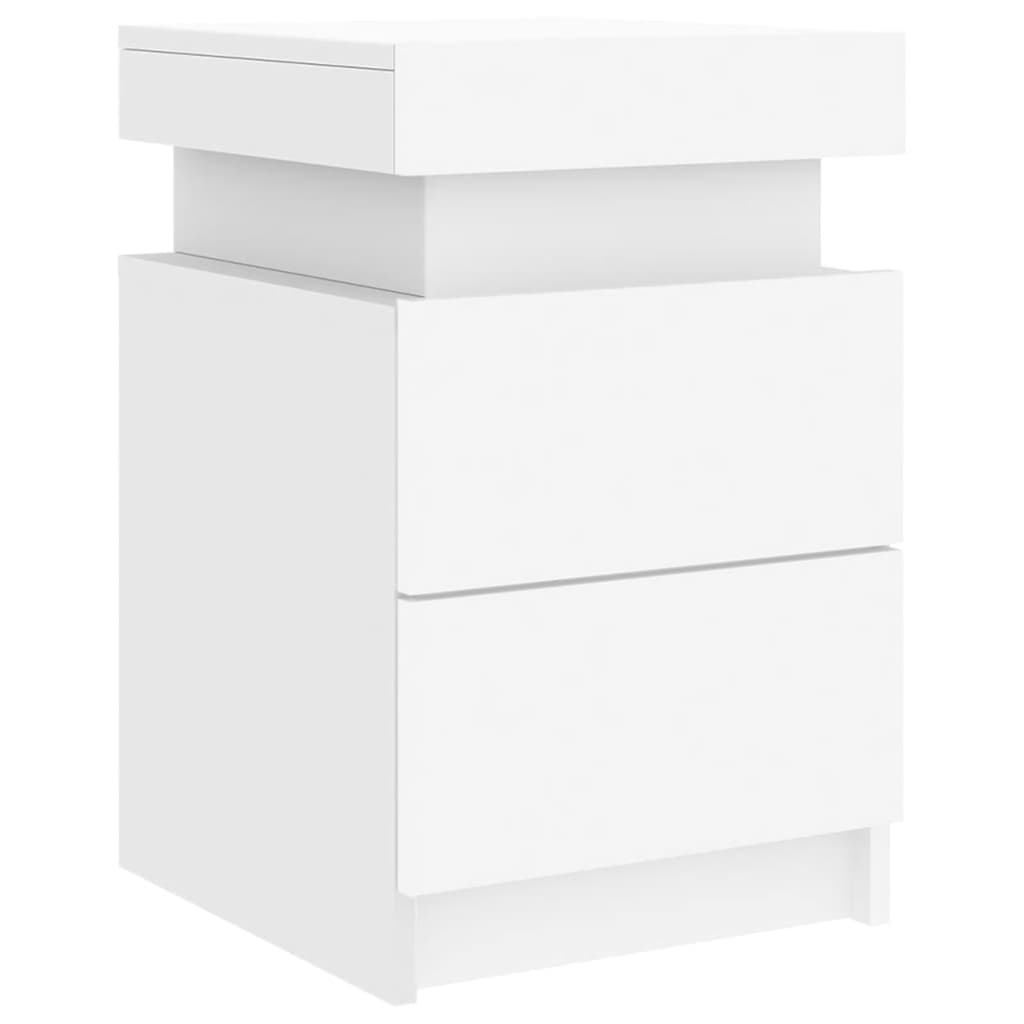 Mesas de cabeceira com luzes LED 2 pcs 35x39x55 cm branco