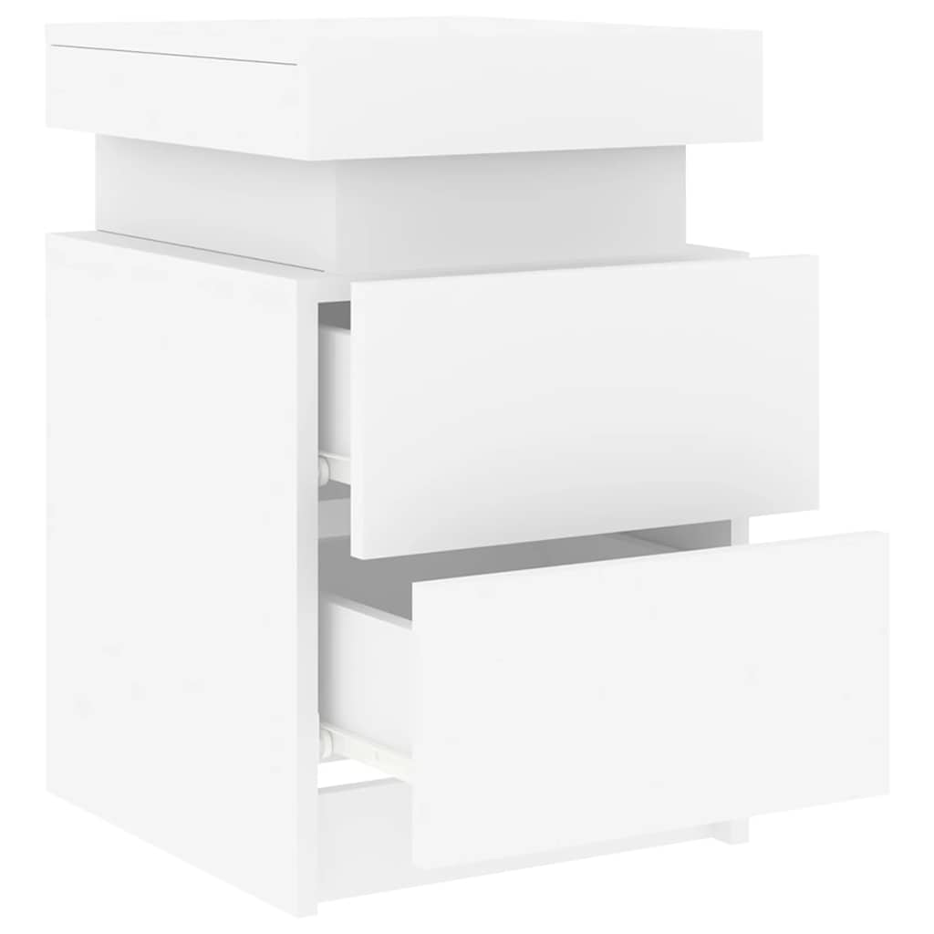 Mesas de cabeceira com luzes LED 2 pcs 35x39x55 cm branco