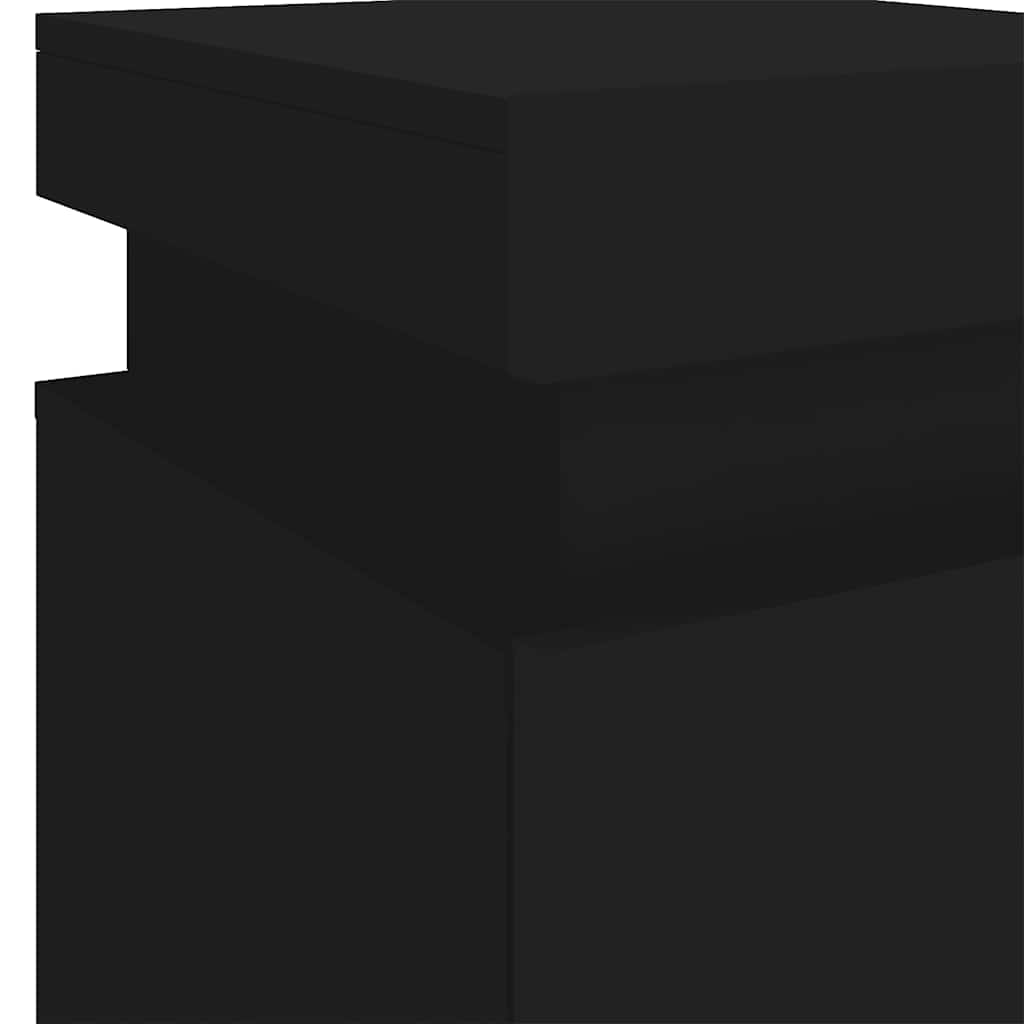 Mesas de cabeceira com luzes LED 2 pcs 35x39x55 cm preto