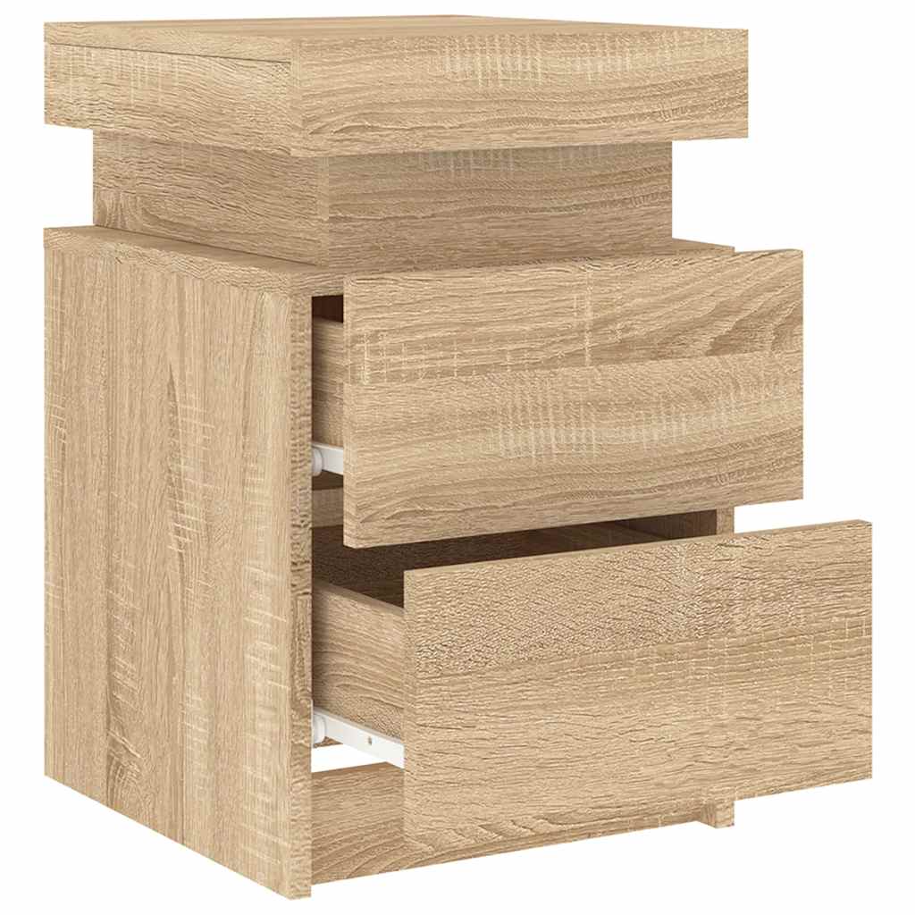 Mesa de cabeceira com luzes LED 35x39x55 cm carvalho sonoma