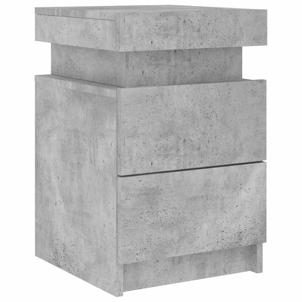 Mesas cabeceira c/ luzes LED 2 pcs 35x39x55 cm cinzento-cimento