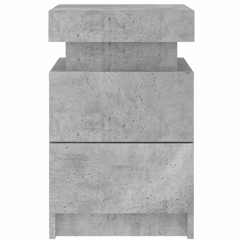 Mesas cabeceira c/ luzes LED 2 pcs 35x39x55 cm cinzento-cimento