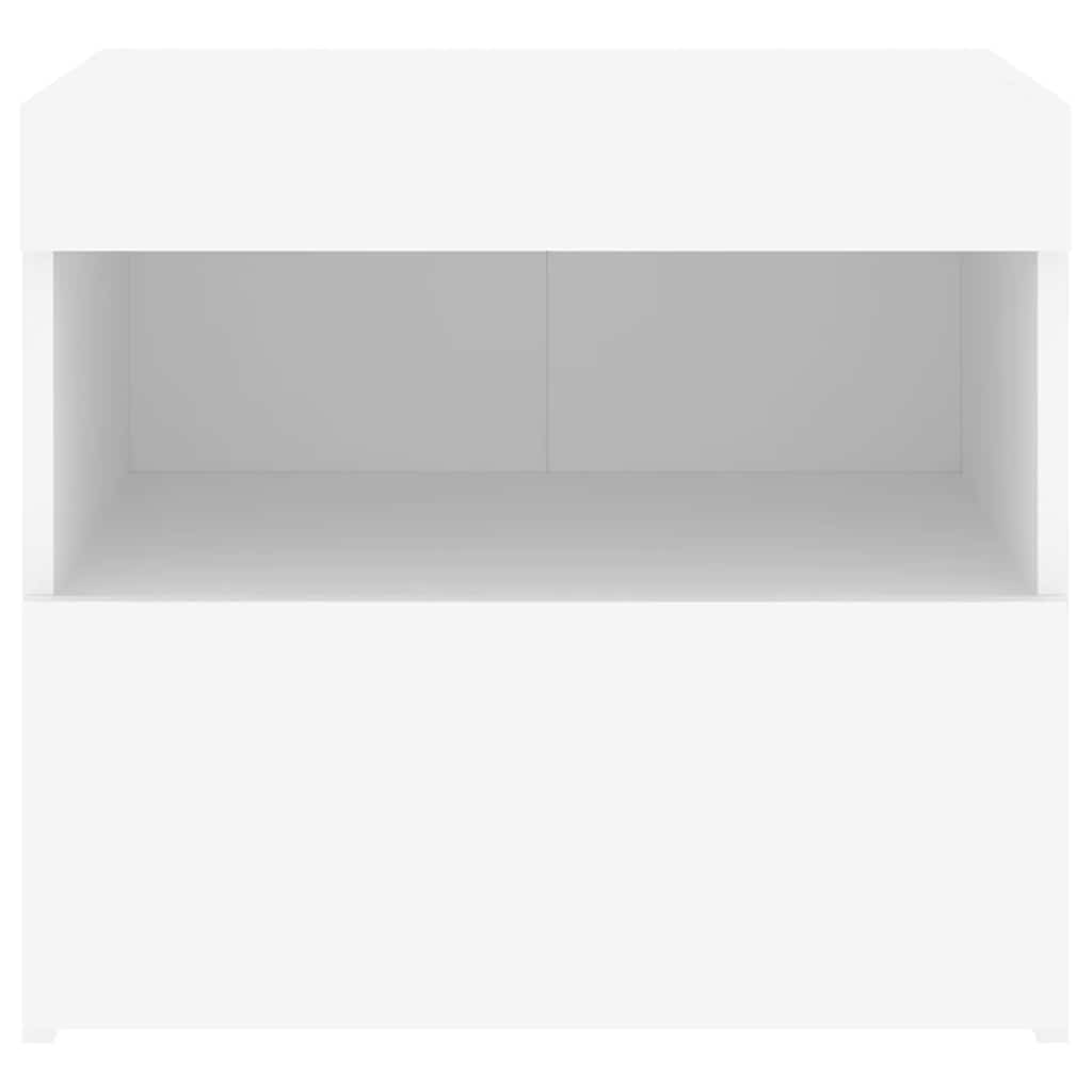 Mesa de cabeceira com luzes LED 50x40x45 cm branco