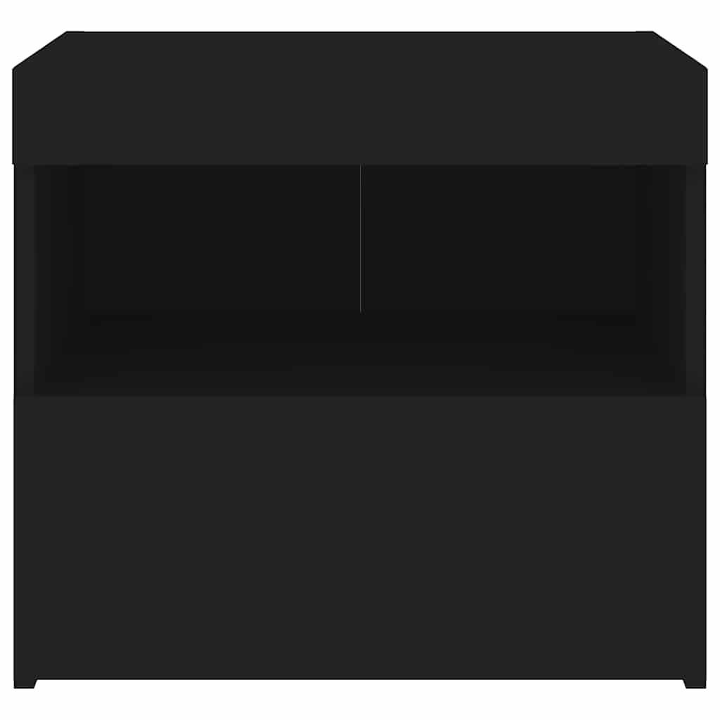 Mesa de cabeceira com luzes LED 50x40x45 cm preto
