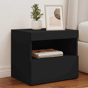 Mesa de cabeceira com luzes LED 50x40x45 cm preto