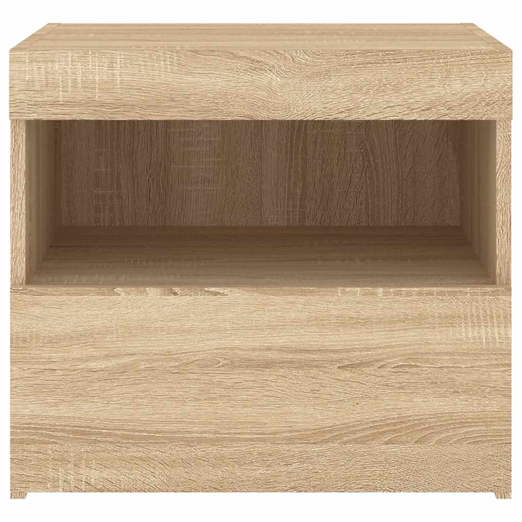 Mesa de cabeceira com luzes LED 50x40x45 cm carvalho sonoma