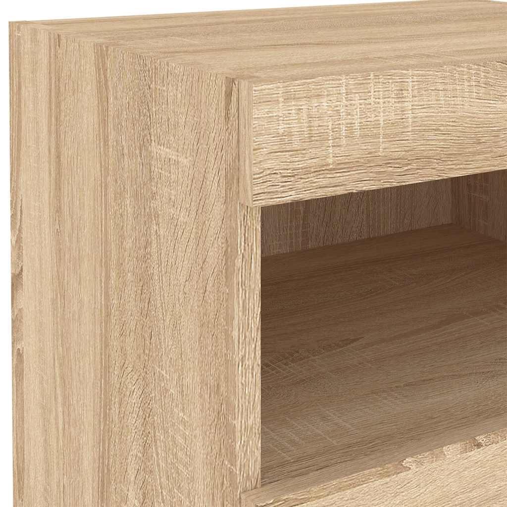Mesas cabeceira c/ luzes LED 2 pcs 50x40x45 cm carvalho sonoma