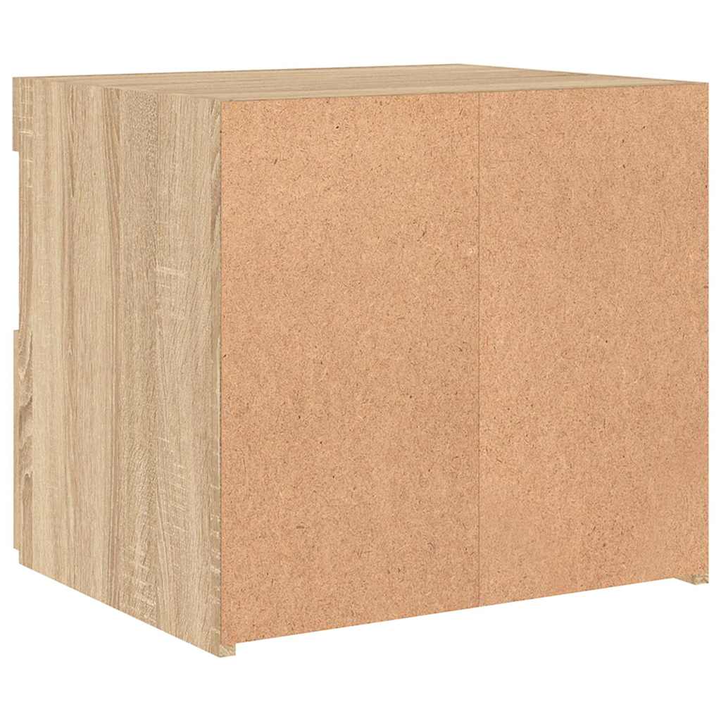 Mesas cabeceira c/ luzes LED 2 pcs 50x40x45 cm carvalho sonoma