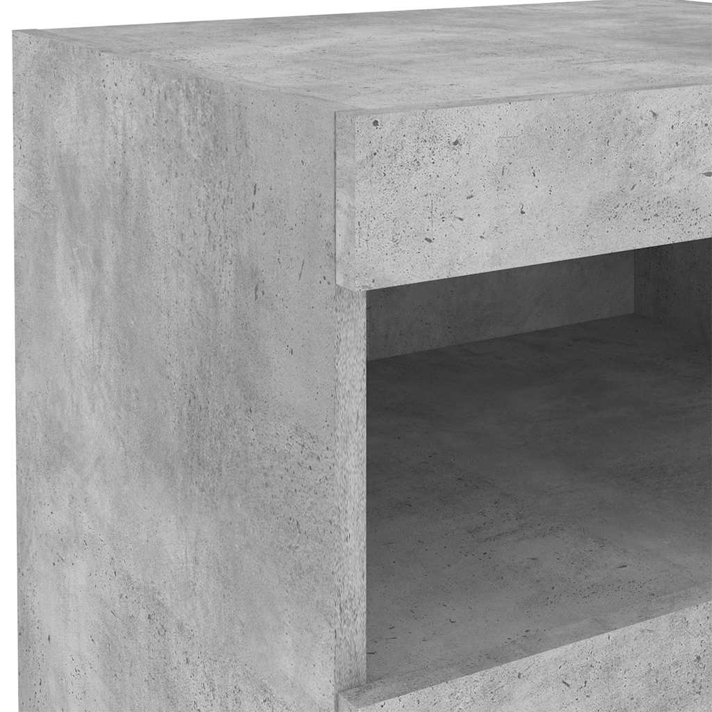 Mesas cabeceira c/ luzes LED 2 pcs 50x40x45 cm cinza-cimento