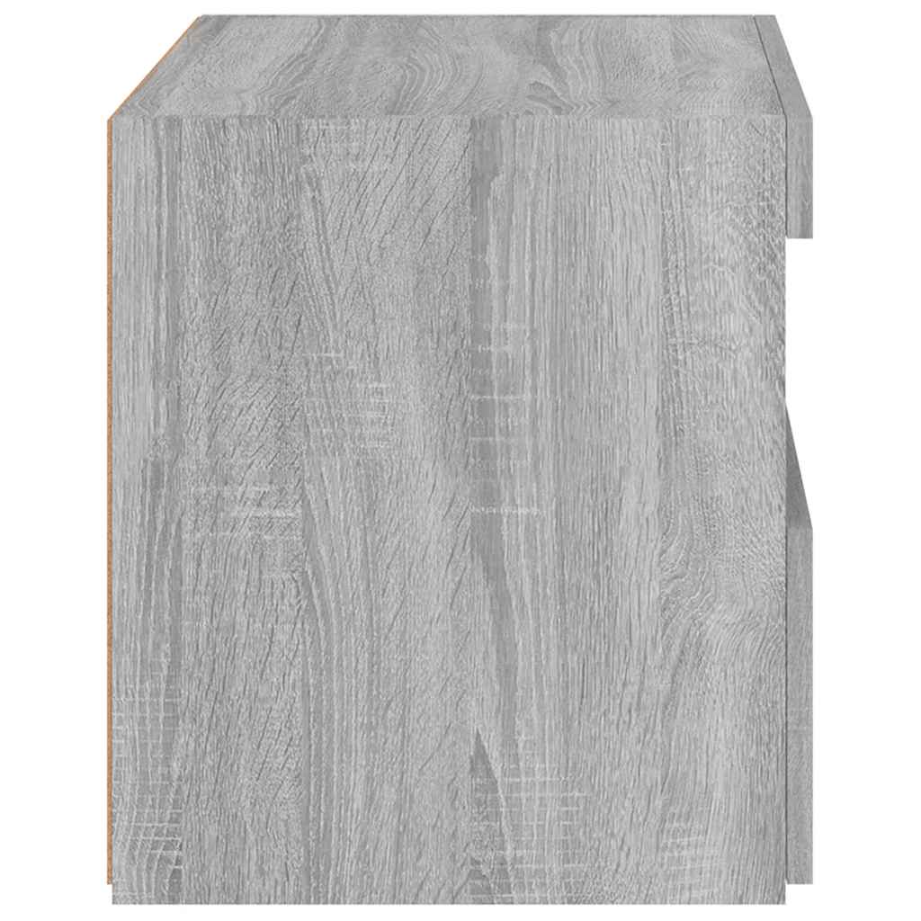 Mesas cabeceira c/ luzes LED 2 pcs 50x40x45 cm cinza sonoma