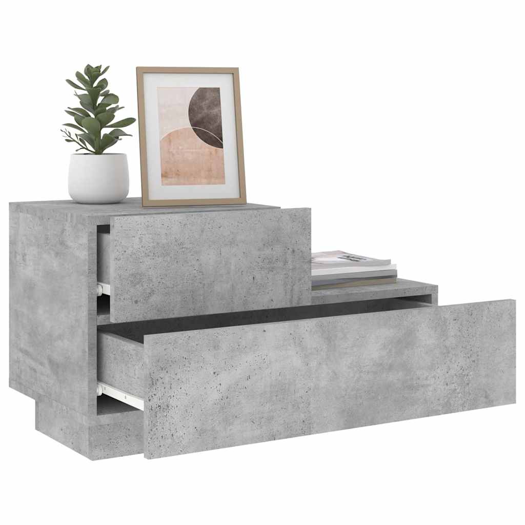 Mesa de cabeceira com luzes LED 70x36x40,5 cm cinzento-cimento