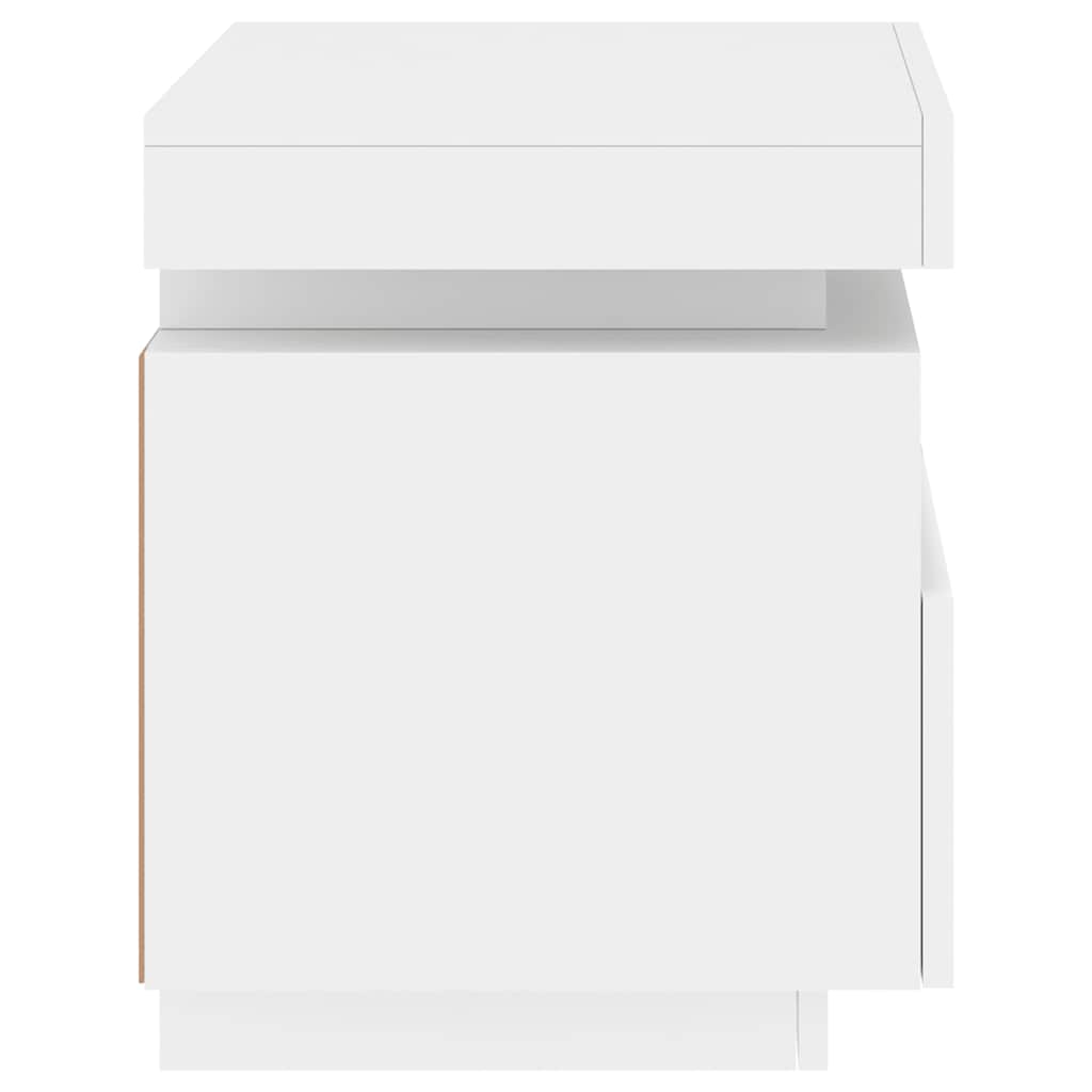Mesa de cabeceira com luzes LED 40x39x48,5 cm branco