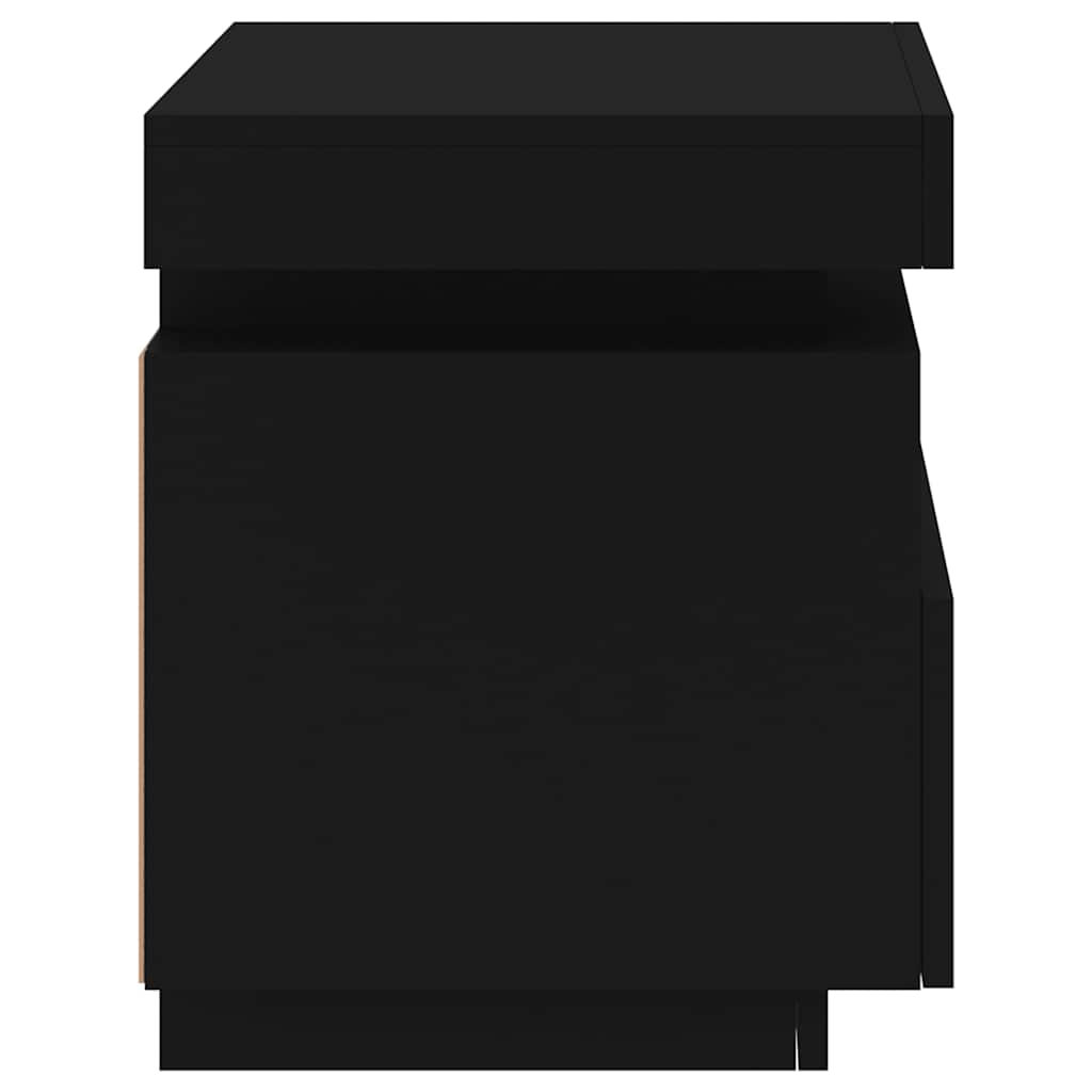 Mesas de cabeceira c/ luzes LED 2 pcs 40x39x48,5 cm preto