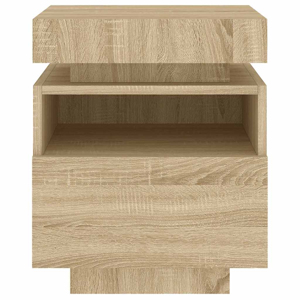 Mesa de cabeceira com luzes LED 40x39x48,5 cm carvalho sonoma