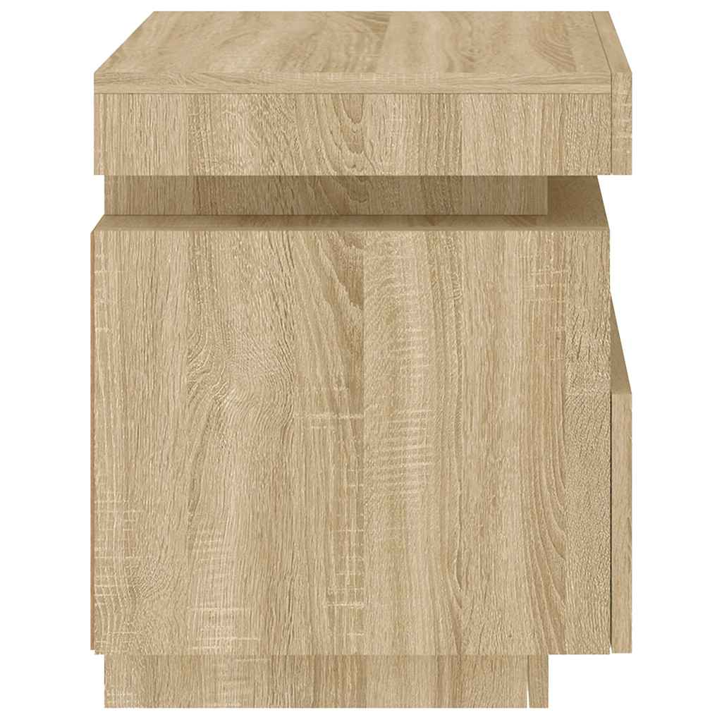 Mesa de cabeceira com luzes LED 40x39x48,5 cm carvalho sonoma
