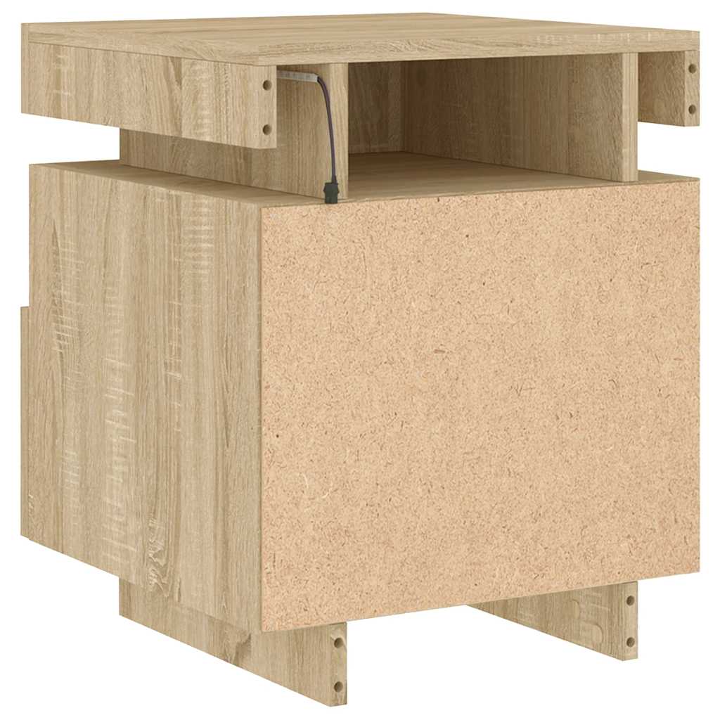 Mesa de cabeceira com luzes LED 40x39x48,5 cm carvalho sonoma
