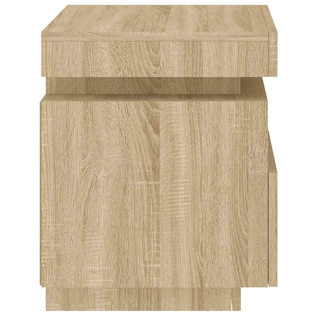 Mesas cabeceira c/ luzes LED 2 pcs 40x39x48,5cm carvalho sonoma