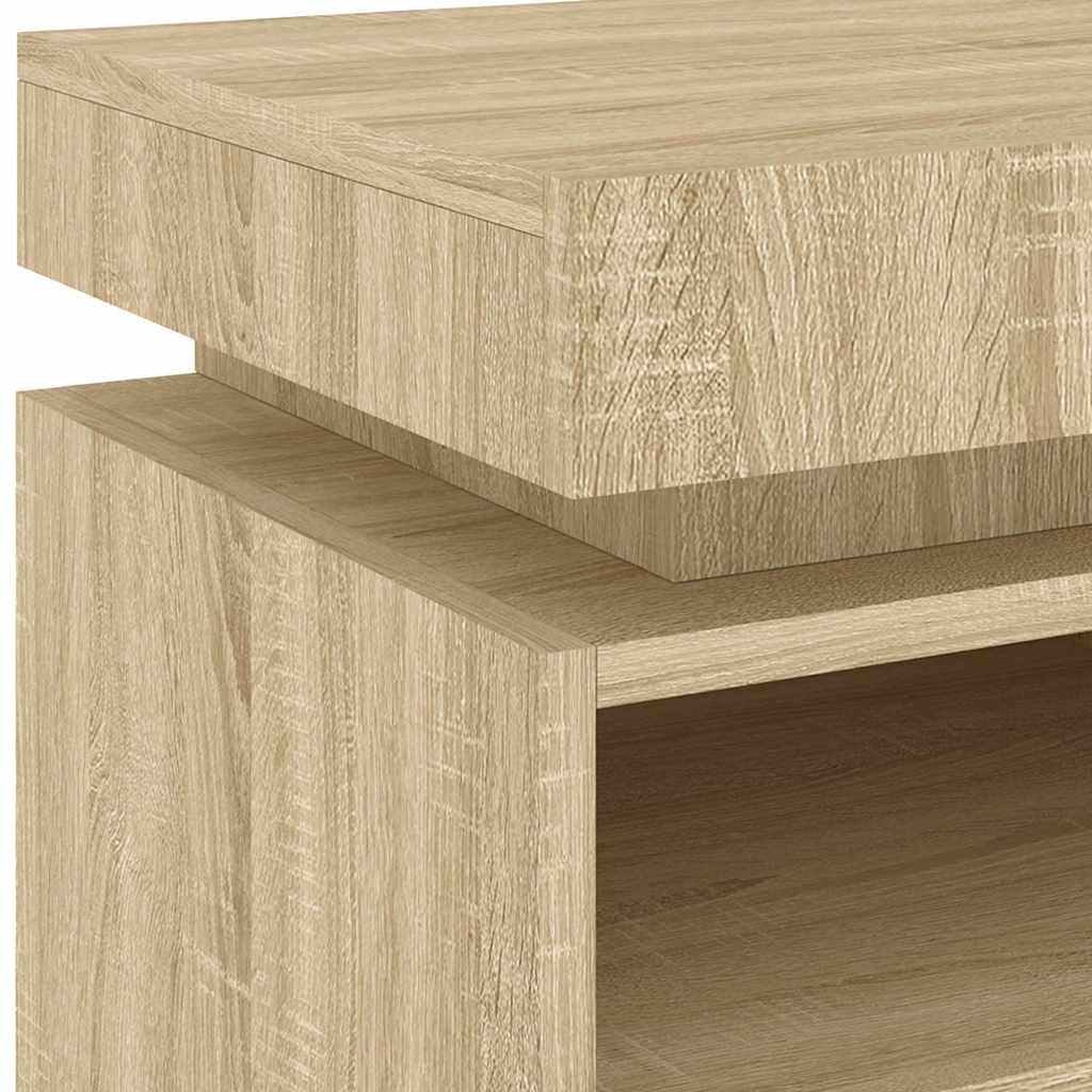 Mesas cabeceira c/ luzes LED 2 pcs 40x39x48,5cm carvalho sonoma