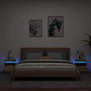 Mesas cabeceira c/ luzes LED 2 pcs 40x39x48,5cm carvalho sonoma