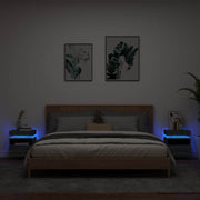 Mesas cabeceira c/ luzes LED 2 pcs 40x39x48,5 cm cinza sonoma