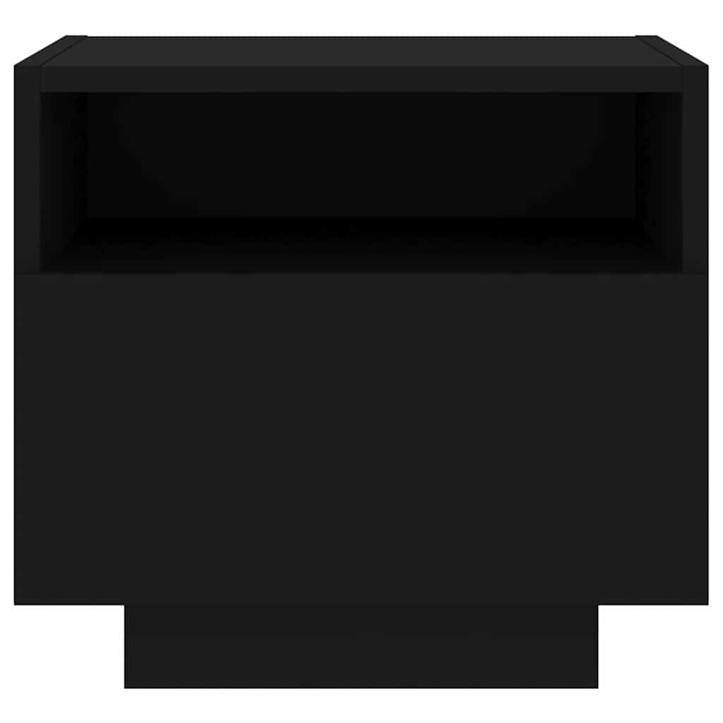 Mesa de cabeceira com luzes LED 40x39x37 cm preto