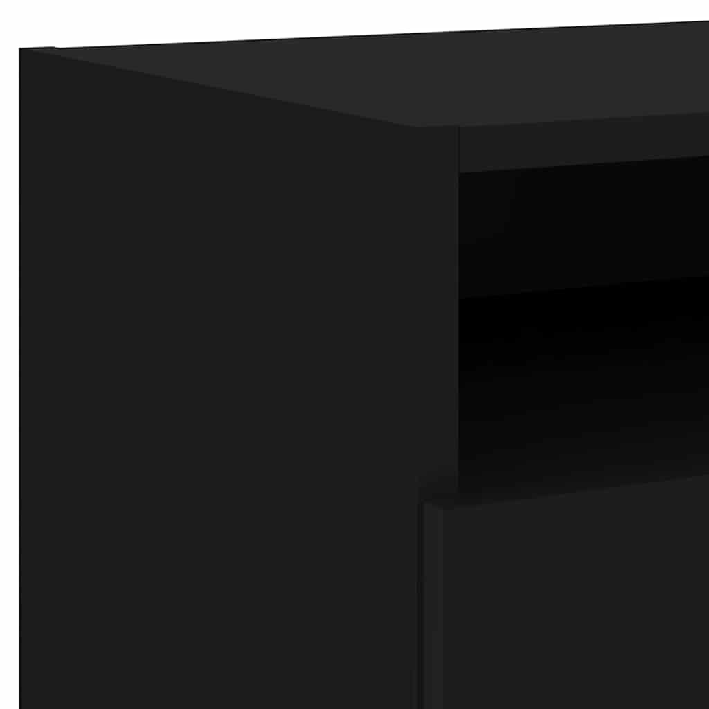 Mesa de cabeceira com luzes LED 40x39x37 cm preto