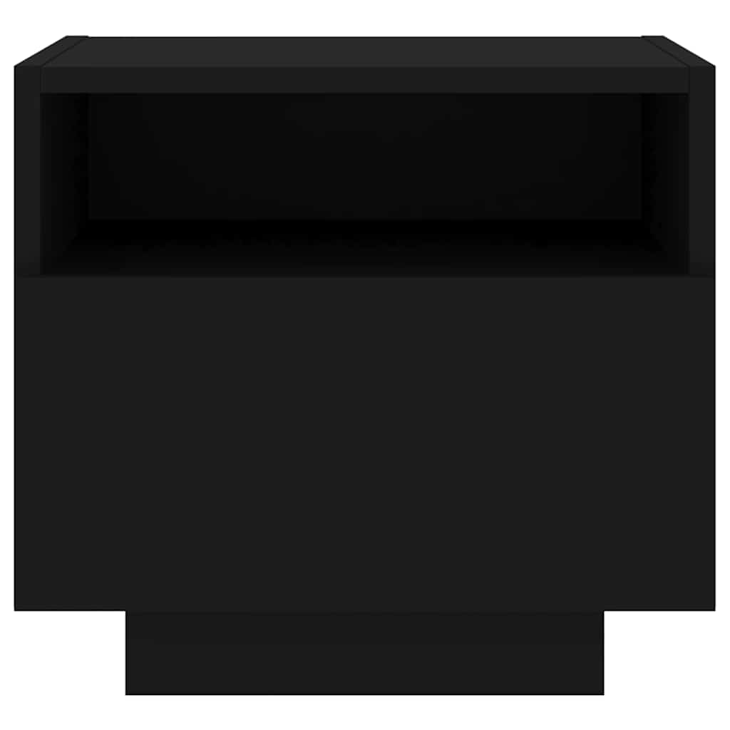 Mesas de cabeceira c/ luzes LED 2 pcs 40x39x37 cm preto