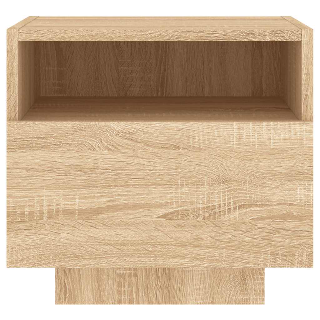 Mesa de cabeceira com luzes LED 40x39x37 cm carvalho sonoma