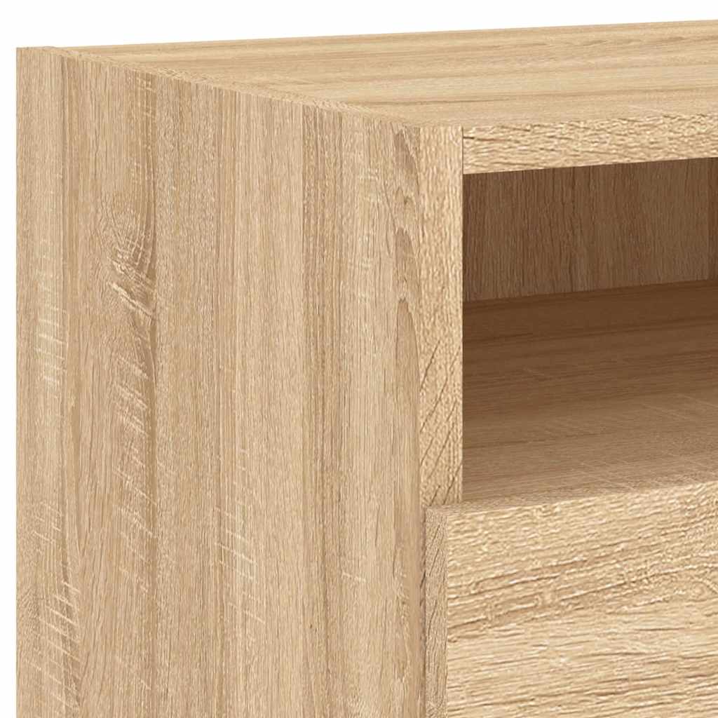 Mesas cabeceira c/ luzes LED 2 pcs 40x39x37 cm carvalho sonoma
