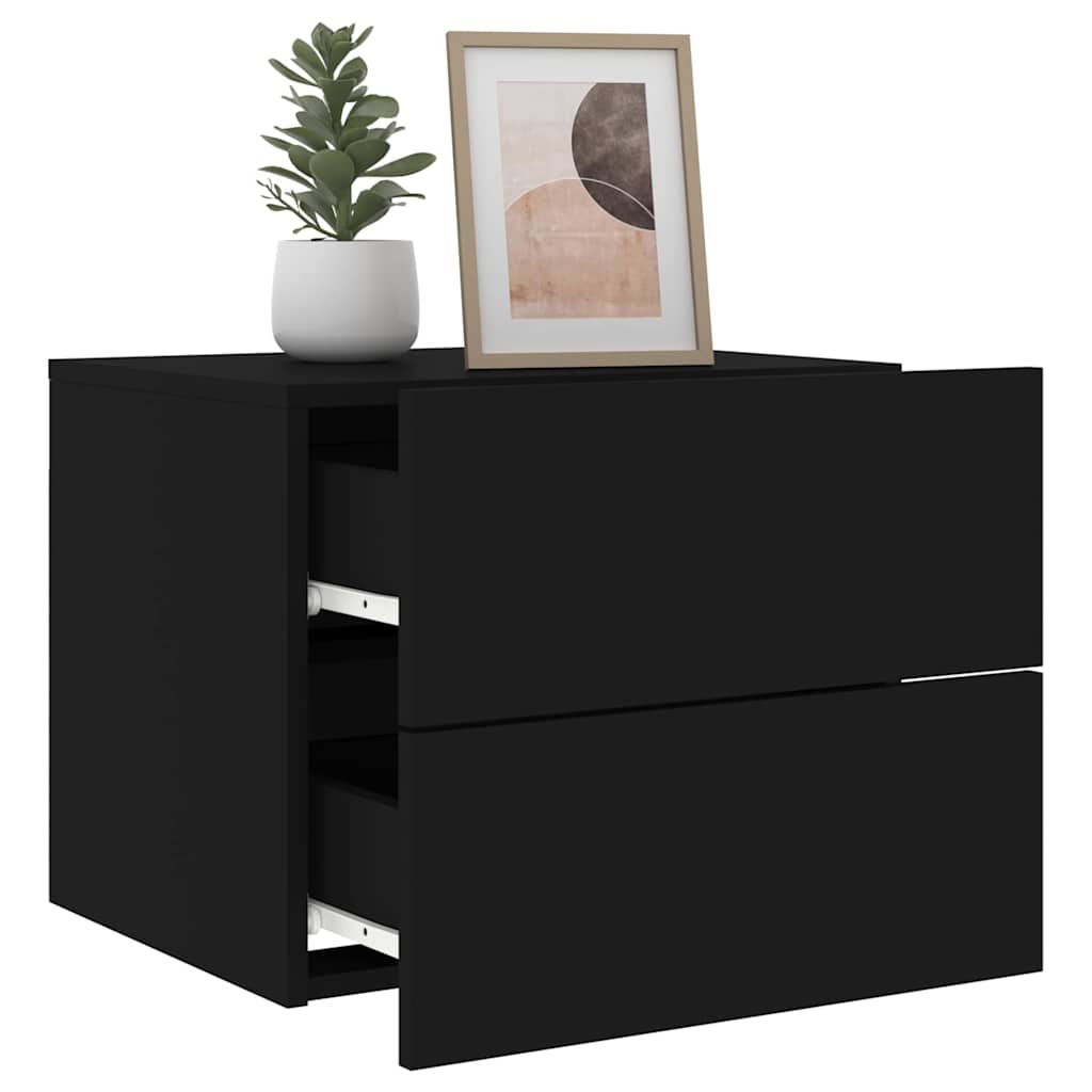 Mesa de cabeceira de parede com luzes LED preto