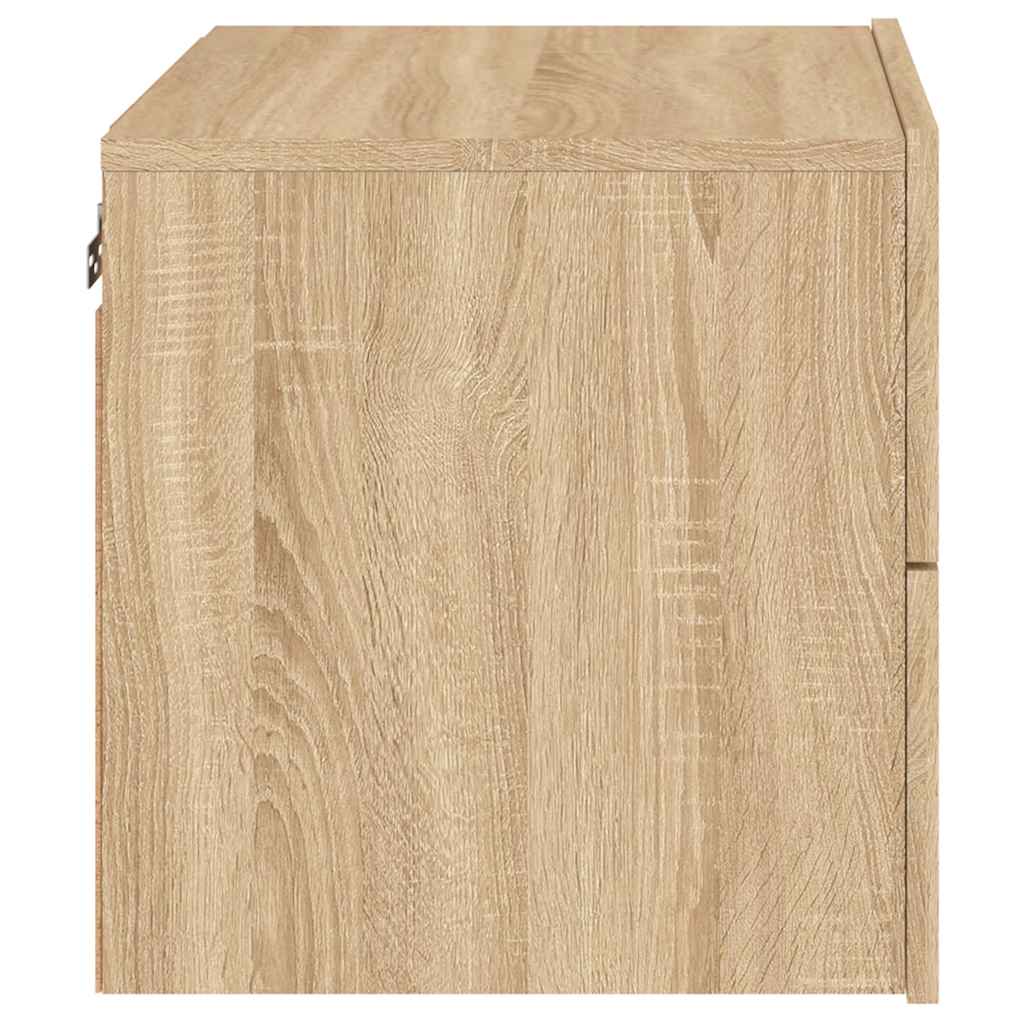 Mesa de cabeceira de parede com luzes LED carvalho sonoma