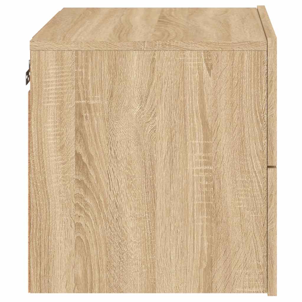 Mesas de cabeceira de parede com luzes LED 2pcs carvalho sonoma